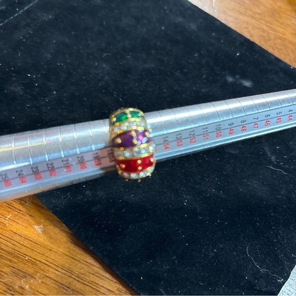 178 Joan Rivers Red, Blue, Green&Purple Enamel Rhinestone Gold Tone Dome  7.75 - Picture 6 of 10